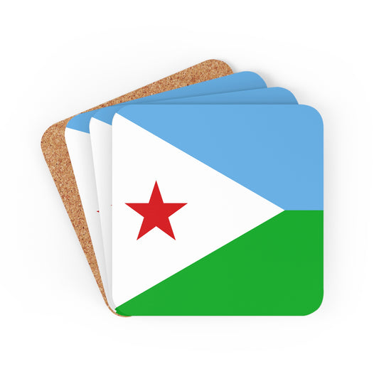 Corkwood Coaster Set - Djibouti Flag