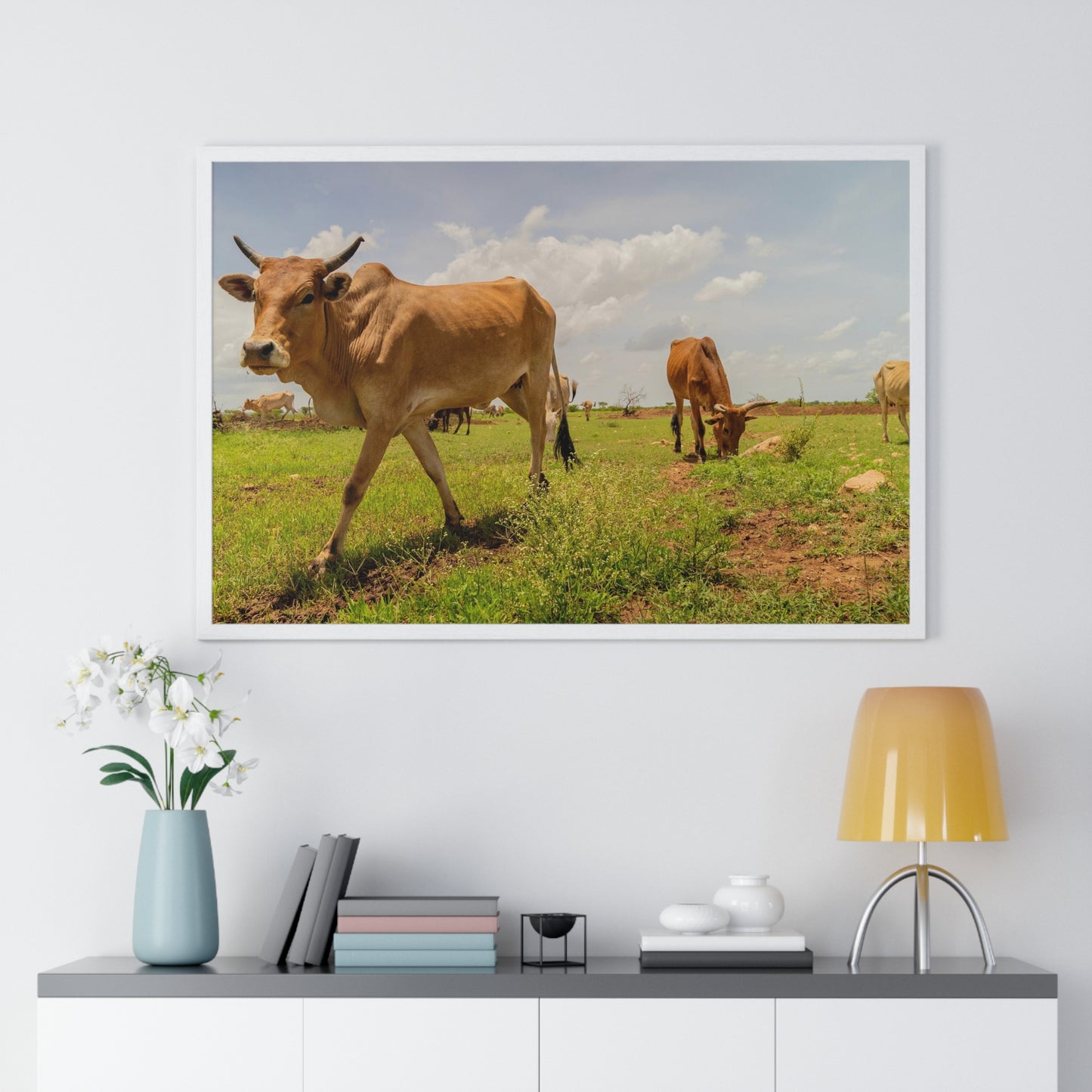 Wood-Framed Poster Cattle by Abdilaahi Persia