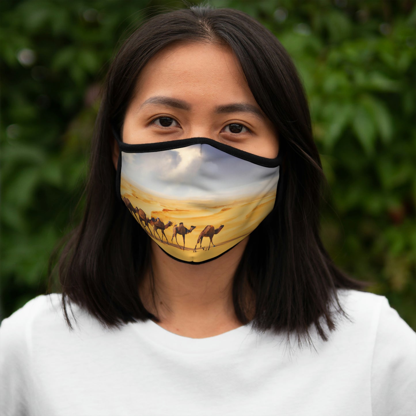 Fitted Polyester Face Mask - Camel Caravan