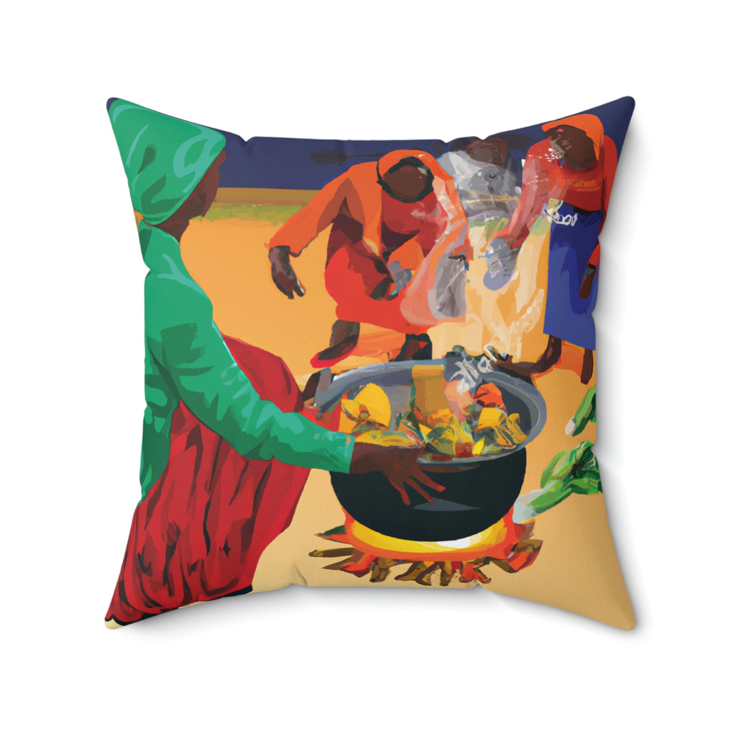 Polyester Square Pillow - Family Cooking