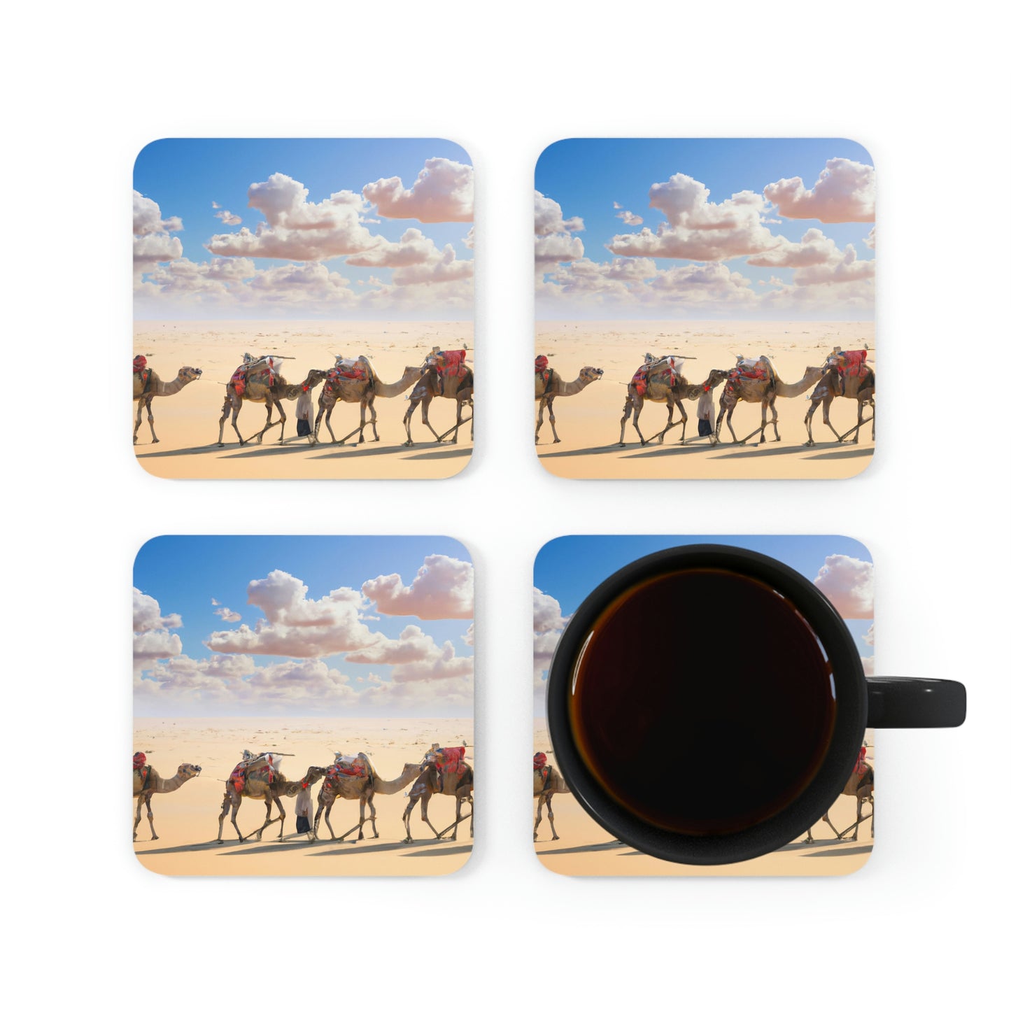 Corkwood Coaster Set - Camel Caravan