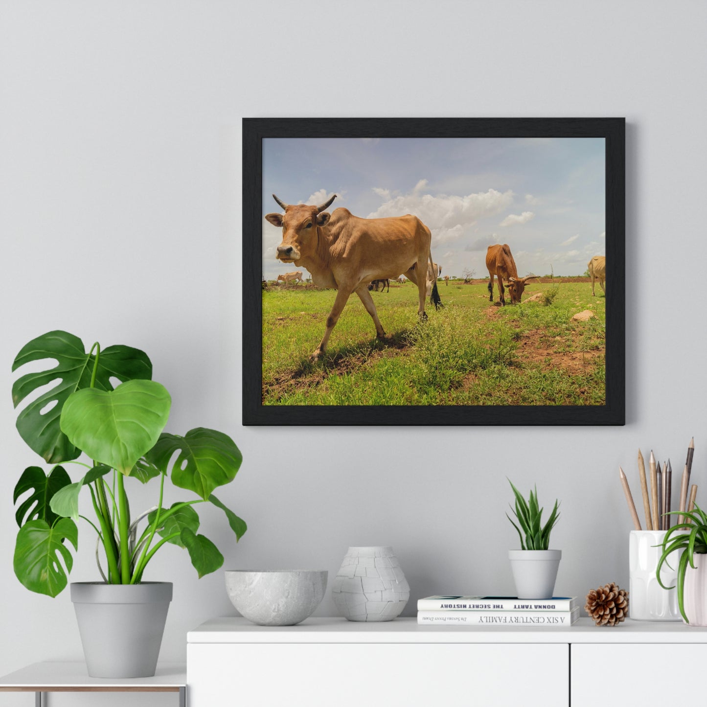 Wood-Framed Poster Cattle by Abdilaahi Persia