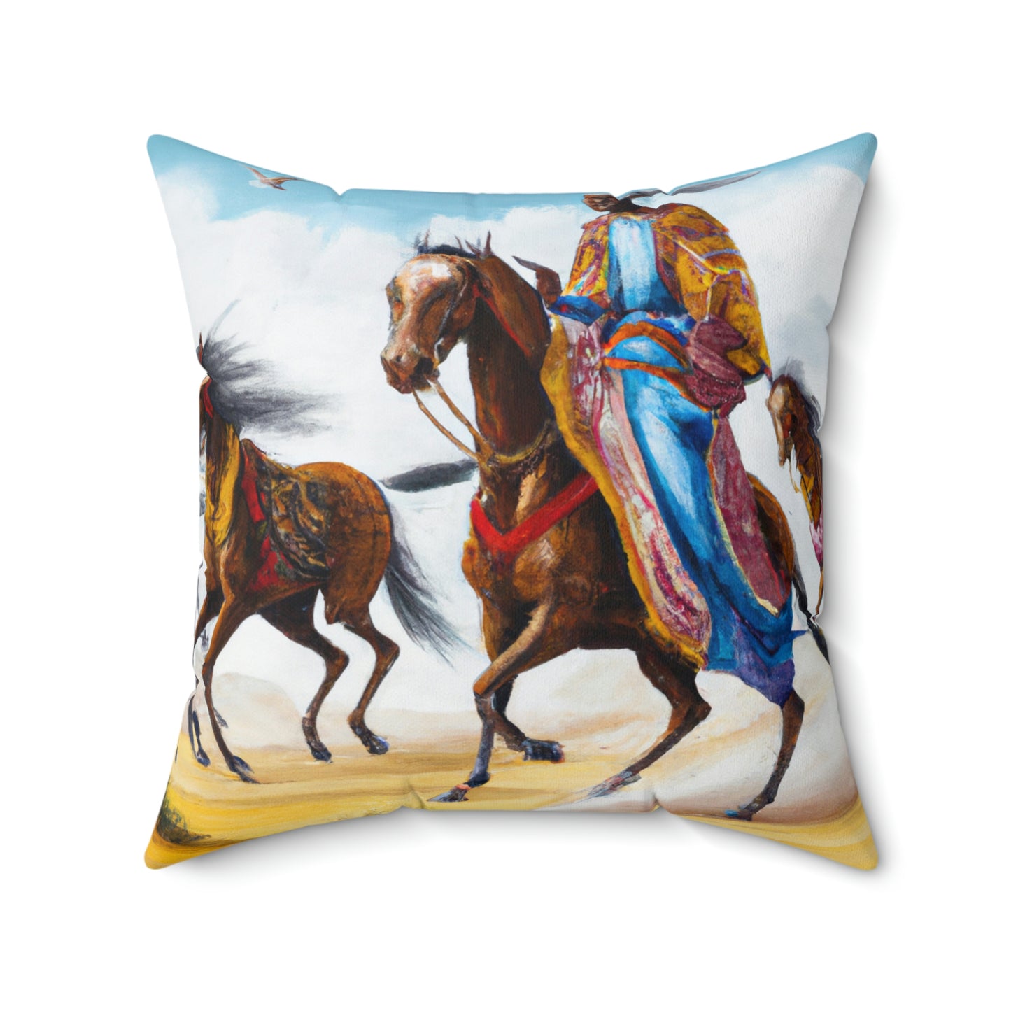 Spun Polyester Square Pillow - Somali Horseman