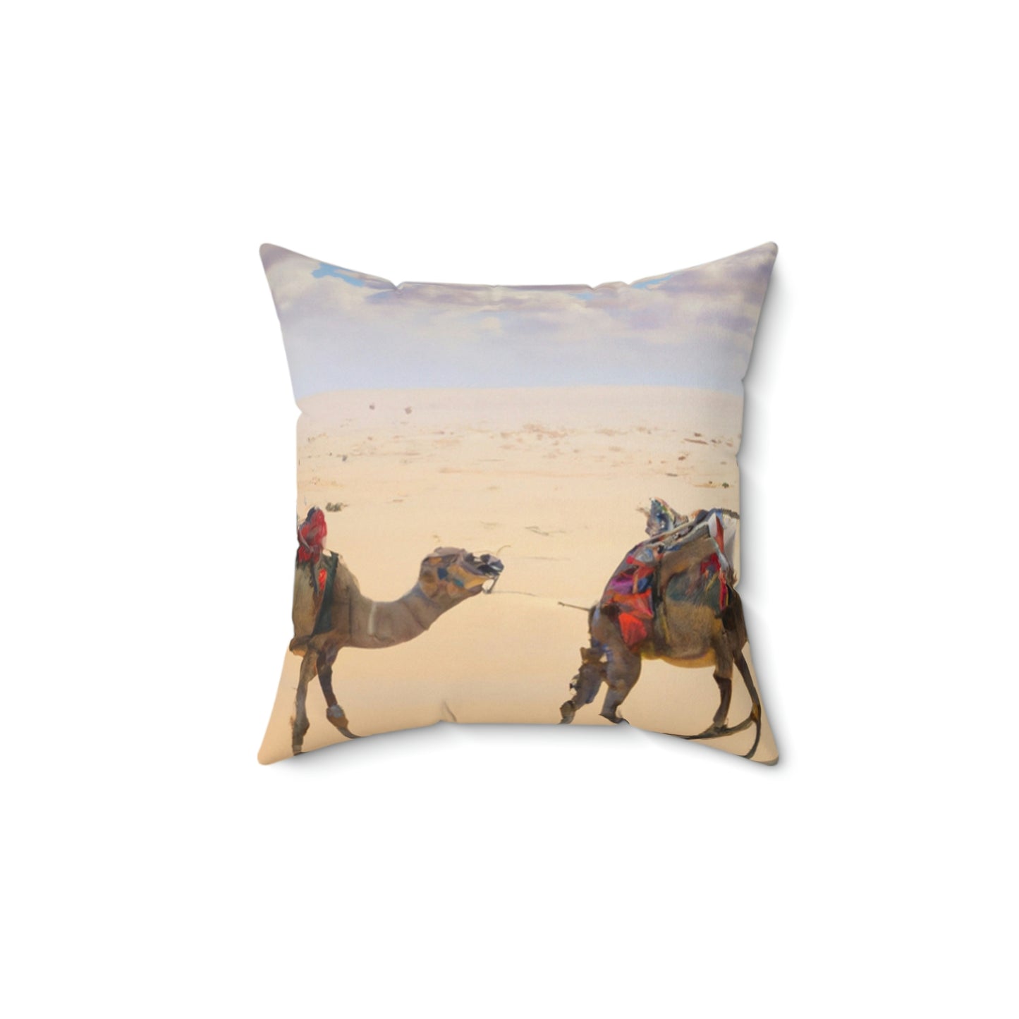 Spun Polyester Square Pillow - Camel Caravan