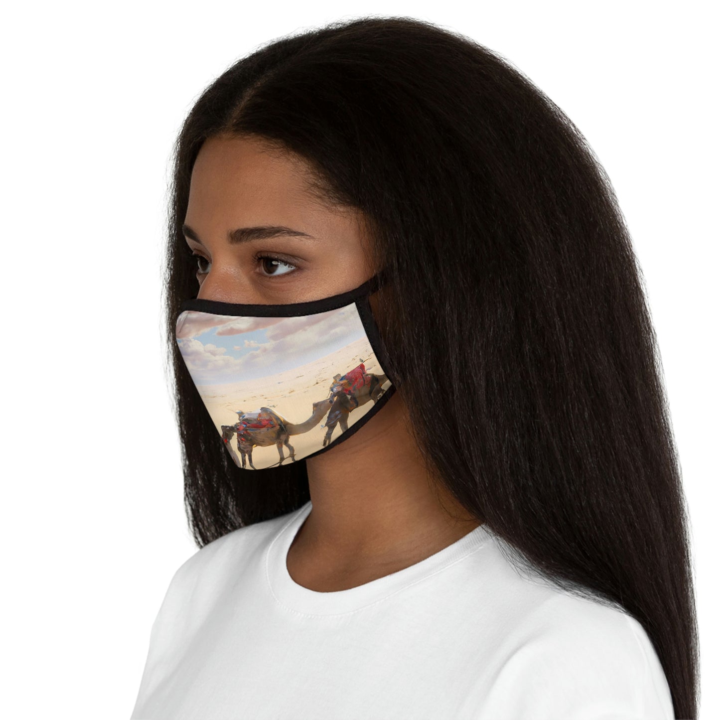 Fitted Polyester Face Mask - Camel Caravan