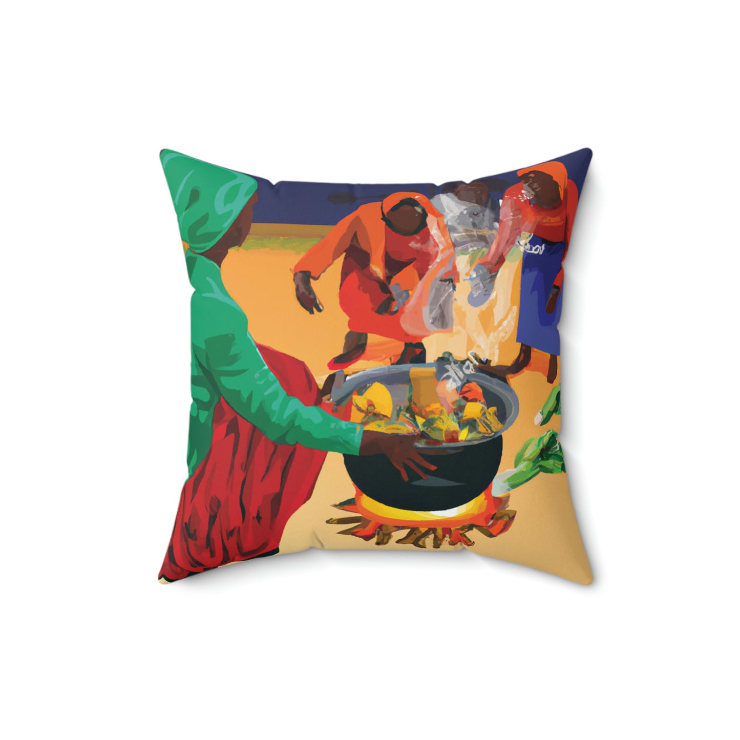 Polyester Square Pillow - Family Cooking